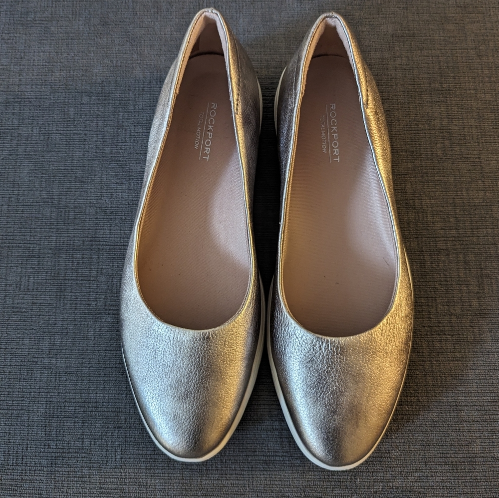 Rockport Womens Lillie Ballet Metallic Flats - Size